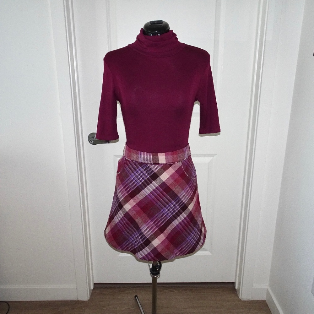 H& M wool blend plaid A-line mini skirt